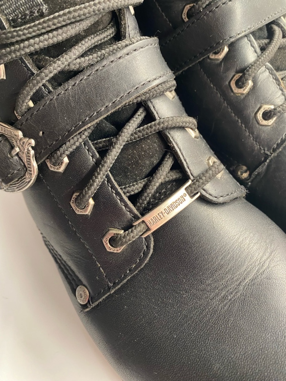 Men’s Harley-Davidson Black Leather Lace-Up Steel-toe Motorcycle Boots 11.5 - Picture 4 of 10